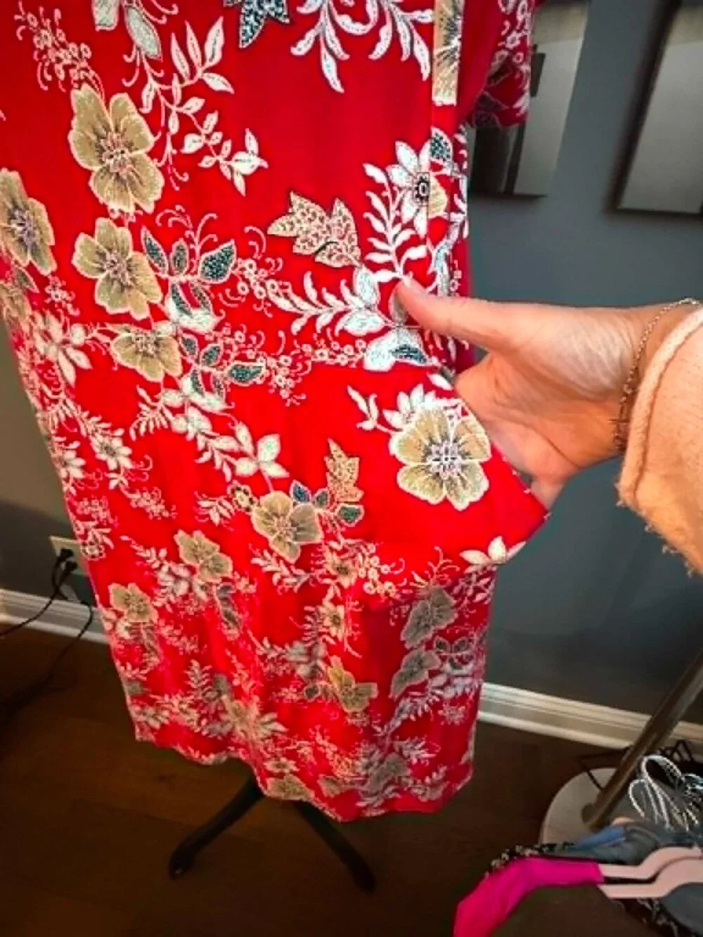 Adorable JJill red print short sleeved Petite XL dress - Picture 3 of 4